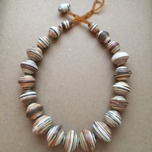 22 inch Neutral-Color Wrapped Bead Necklace